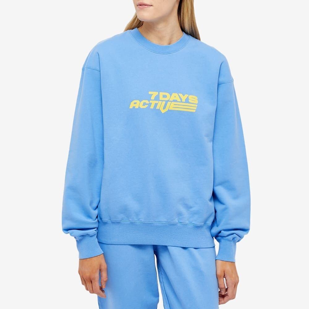 7 Days Active Monday Graphic Crew Sweatshirt Ultra Marine Blue Womens Size Large